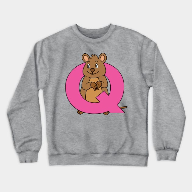 Letter Q with Quokka Crewneck Sweatshirt by BoombasticArt